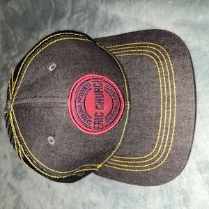 NWOT Black Hat with Yellow Stitching and Red Patch
